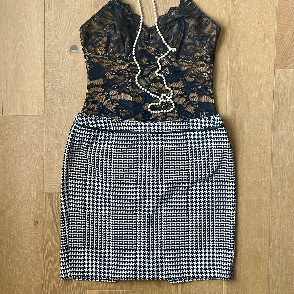 Talbots Plus Size Plaid Pencil Style Skirt, Sz 16W, Black & White